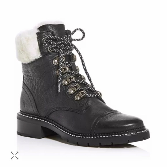 FRYE Shoes - NWT FRYE Samantha Hiker Weatherproof Genuine Shearling Lace Up Boots